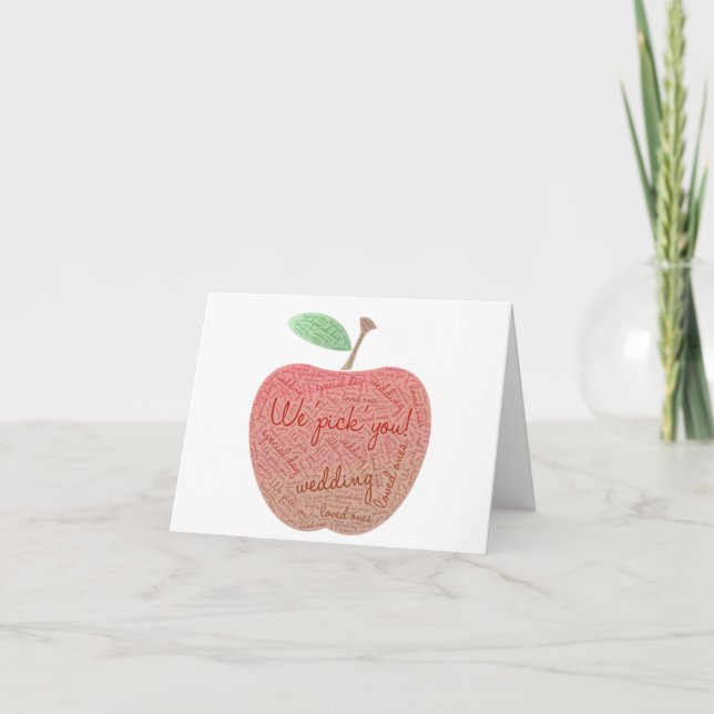 ¡Te elegimos! Tarjeta de fiesta de boda Apple (Anverso)