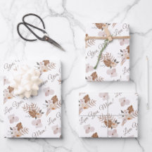 Te encanta mamá envolviendo papel plano conjunto d