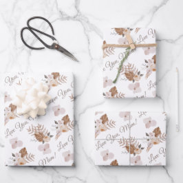 Te encanta mamá envolviendo papel plano conjunto d