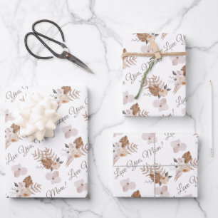 Te encanta mamá envolviendo papel plano conjunto d