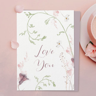 Te encanta Pastel Watercolor Floral Valentcard Car