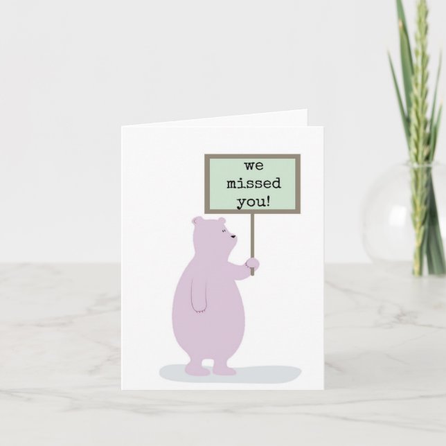 Te extrañamos, Tarjeta De Bienvenida (Anverso)