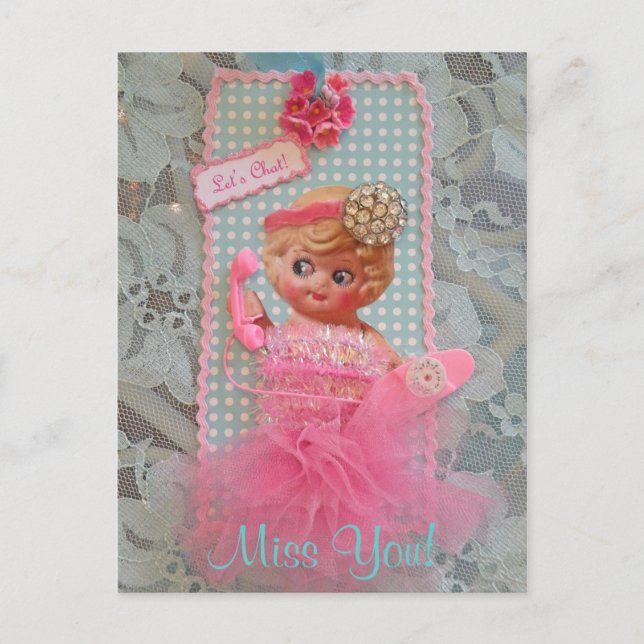 ¡Te Extraño! ¡Charlemos! Postal (Anverso)