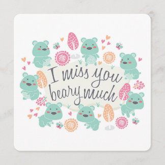 "Te extraño mucho BEARY" tarjeta de felicitación