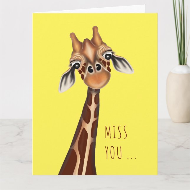 Te extraño. Tarjeta de felicitación Giraffe (Anverso)