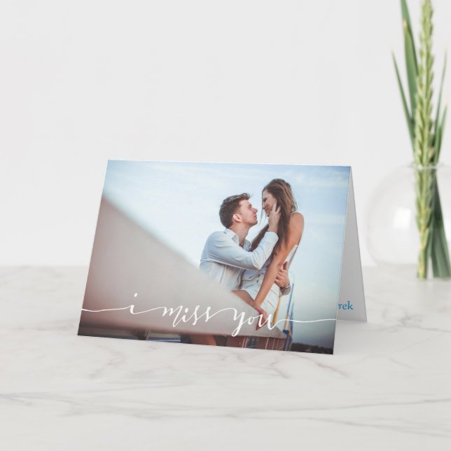 Te extraño tarjeta personalizada con foto (Anverso)