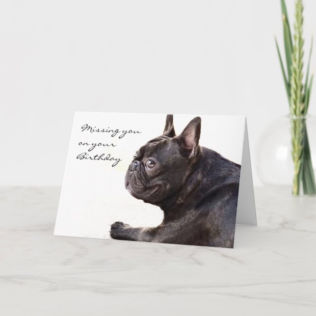 Te falta tu tarjeta de Bulldog francesa de cumplea (Anverso)