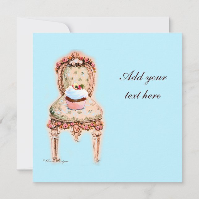 Té Fiesta quequito invitaciones de diseño victoria (Anverso)