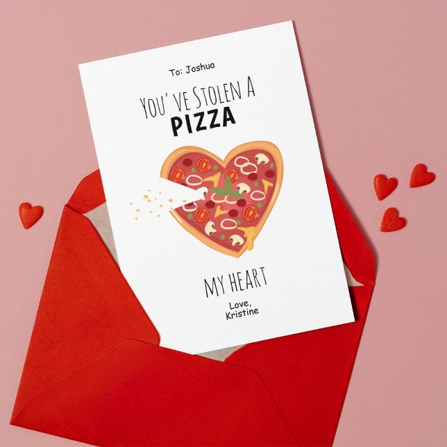 Te has robado una tarjeta de San Valentín de mi co (This adorable Valentine’s card is perfect for pizza lovers! Cute, playful, and full of charm!)