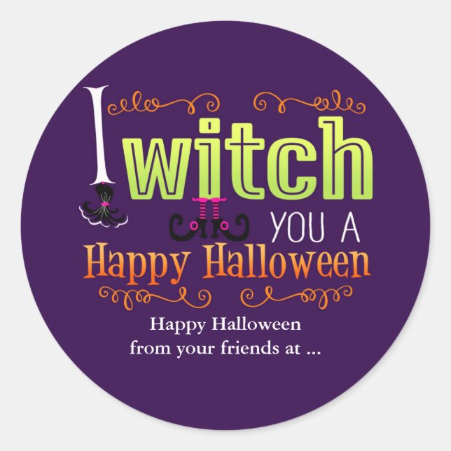 Te HECHIZO un FELIZ HALLOWEEN Calcomanía de Favor (Anverso)