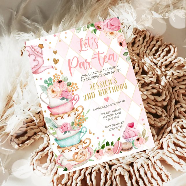 Té Invitación a cumpleaños Chica Fiesta Par-tea Fl (Subido por el creador)