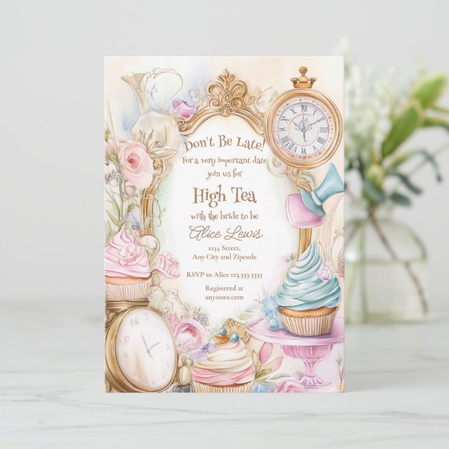 Té Invitación a la ducha de novia, té de novia de  (Anverso de pie)