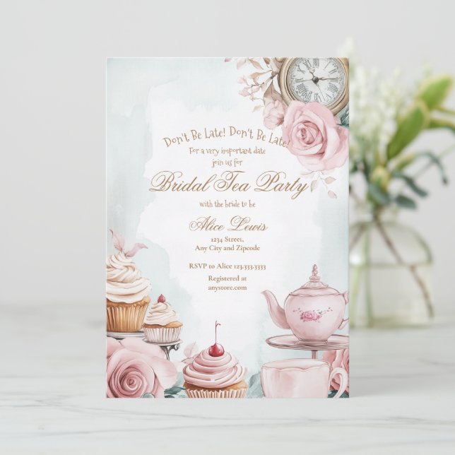 Té Invitación a la ducha de novia, té de novia de  (Anverso de pie)