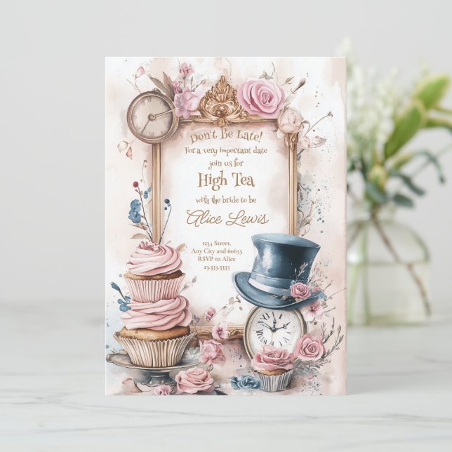 Té Invitación a la ducha de novia, té de novia de  (Anverso de pie)