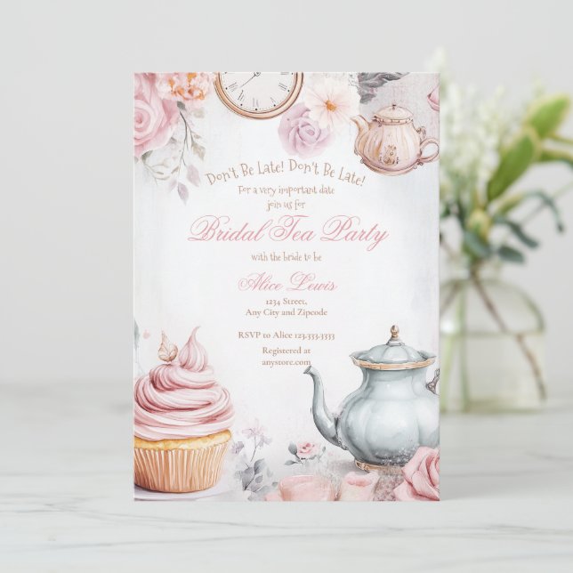 Té Invitación a la ducha de novia, té de novia de  (Anverso de pie)