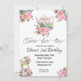 Té Invitación, té invitación de cumpleaños fiesta