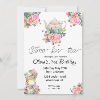Té Invitación, té invitación de cumpleaños fiesta 