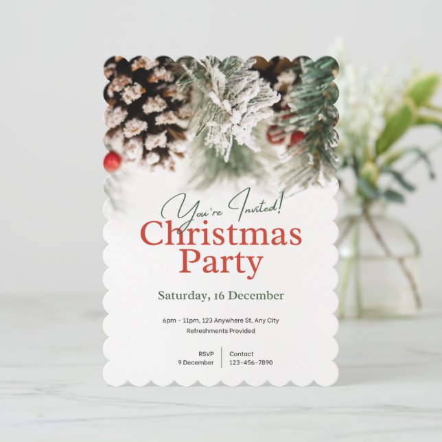 Te invitamos Invitación a la fiesta de Navidad (Anverso de pie)