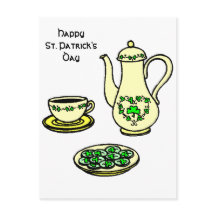 Té irlandés feliz postal de San Patricio