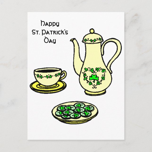 Té irlandés feliz postal de San Patricio (Anverso)