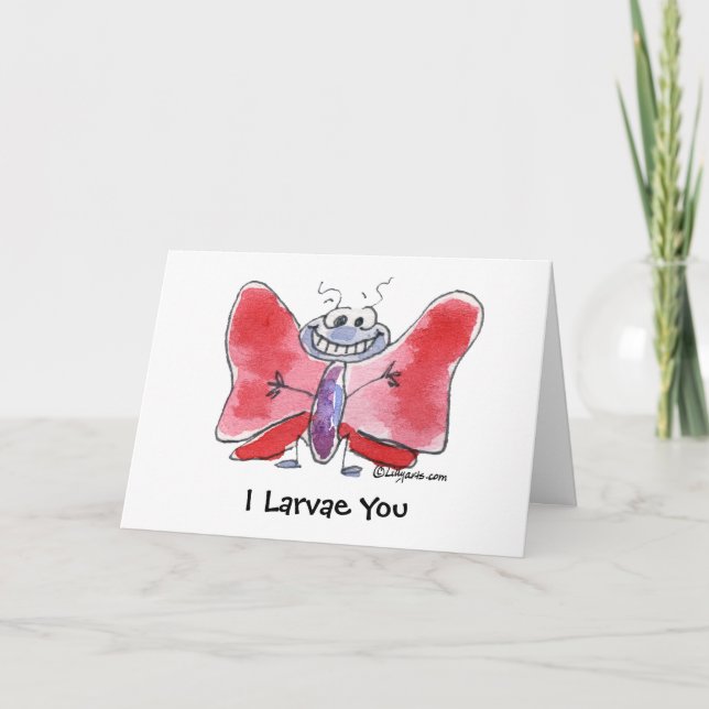 Te larvas la tarjeta de San Valentín plegada marip (Anverso)