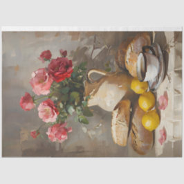 Té matutino con Rosas Desnudan Papel Tejido