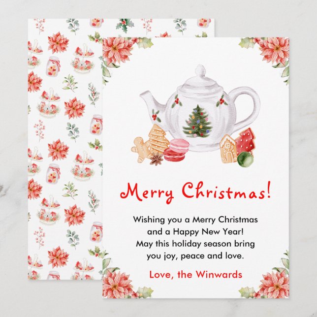 Té Navideño Vacaciones Rojo Feliz Navidad (Anverso / Reverso)
