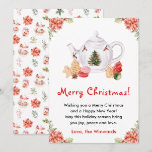 Té Navideño Vacaciones Rojo Feliz Navidad