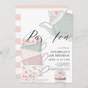 Té Par-tea Floral Teapot Invitación al cumpleaños