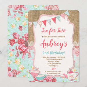 Té para dos Fiestas de té chica de invitación de c