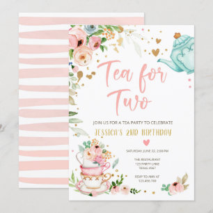 Té para dos invitaciones de cumpleaños Fiesta de t
