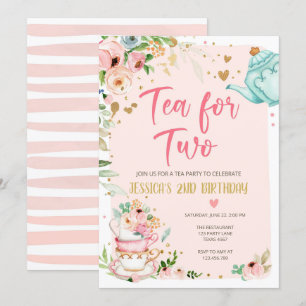 Té para dos invitaciones de cumpleaños Fiesta de t