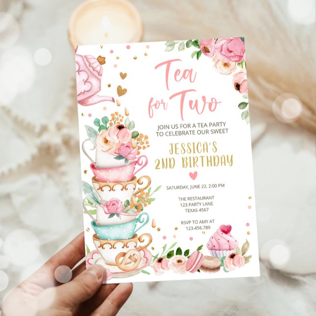 Té para dos invitaciones de cumpleaños Fiesta de t (Subido por el creador)