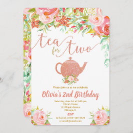 Té para dos rosas chica de la invitación de cumple