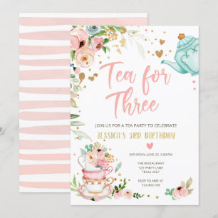 Té para tres invitaciones de cumpleaños Fiesta de 