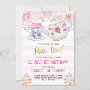 Té-pera, por chica de té invitación de cumpleaños.