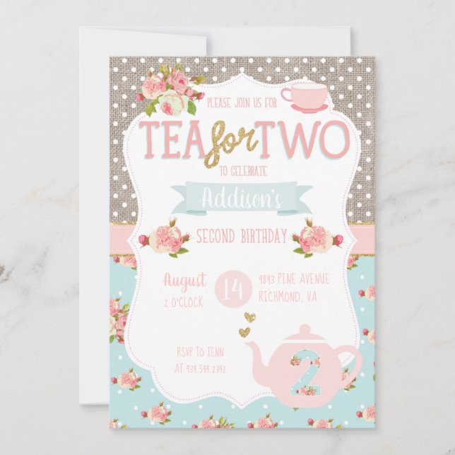 Té por dos invitaciones de cumpleaños (Anverso)