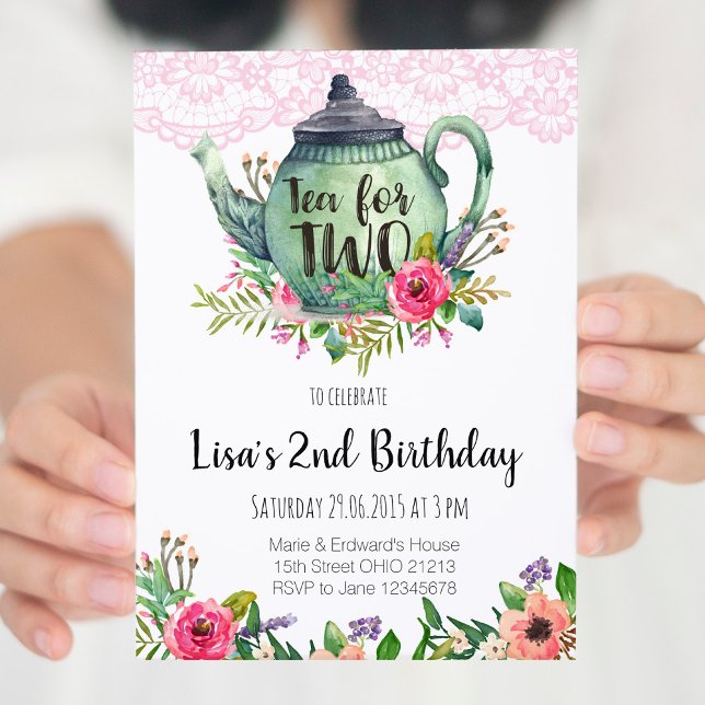 Té por dos invitaciones de fiesta de cumpleaños (Subido por el creador)