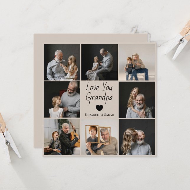 Te quiero abuelo con corazón y fotos -  (Anverso/Reverso In Situ)