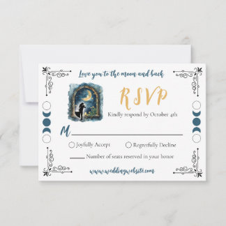 Te quiero con la tarjeta RSVP de la boda celestial