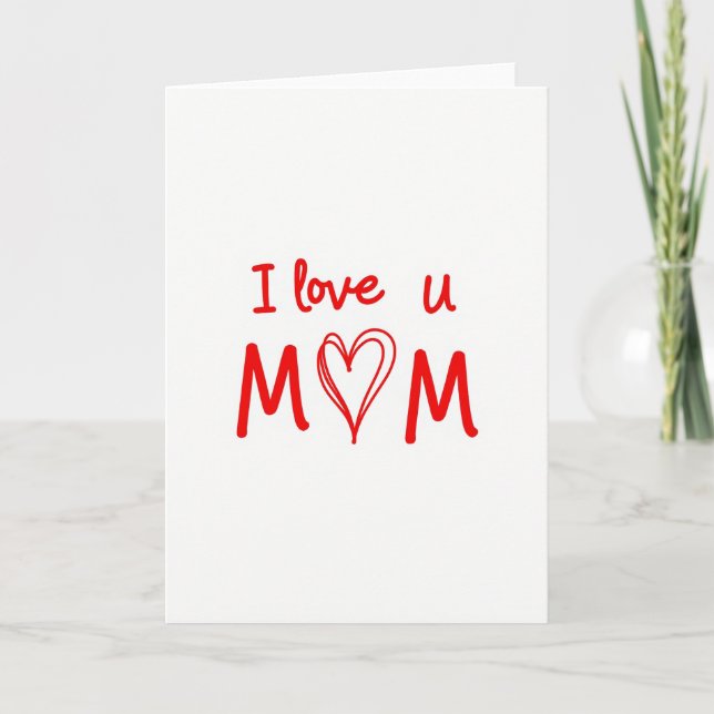 Te Quiero Mamá Tarjeta Simple con Corazón Rojo (Anverso)