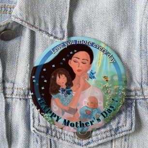 Te quiero más botón Madre con hijos
