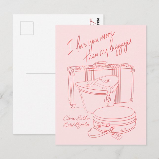 "Te quiero más que a mi equipaje" Tarjetas postale (Anverso / Reverso)