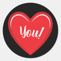 Te quiero Pegatina de corazón rojo en negro sólido