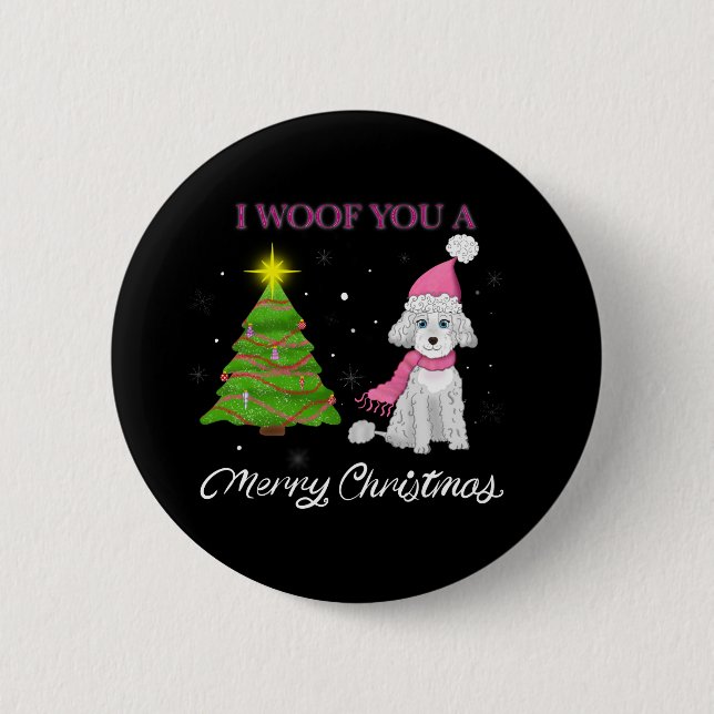 Te Quiero Un Feliz Navidad Botón Caniche Lindo (Anverso)