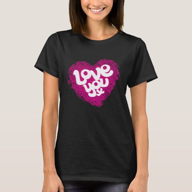 Te quiero x camiseta de eslogan rosa del corazón (Anverso)