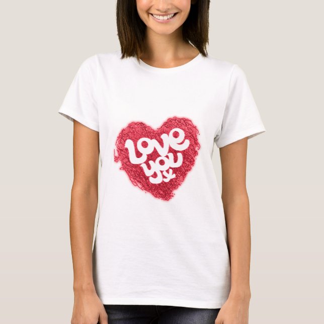 Te quiero x corazón rojo señoras camiseta blanca (Anverso)