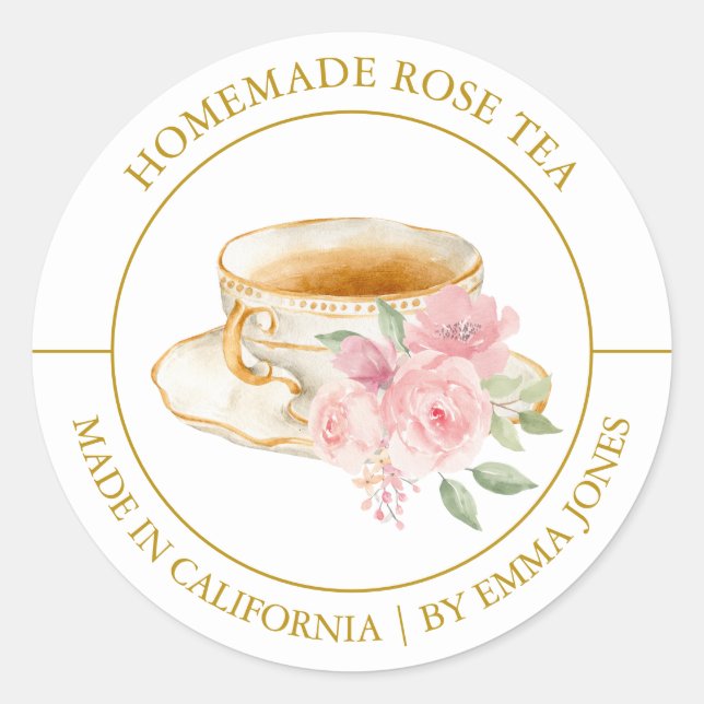 Té Rosa Etiqueta moderna (Anverso)