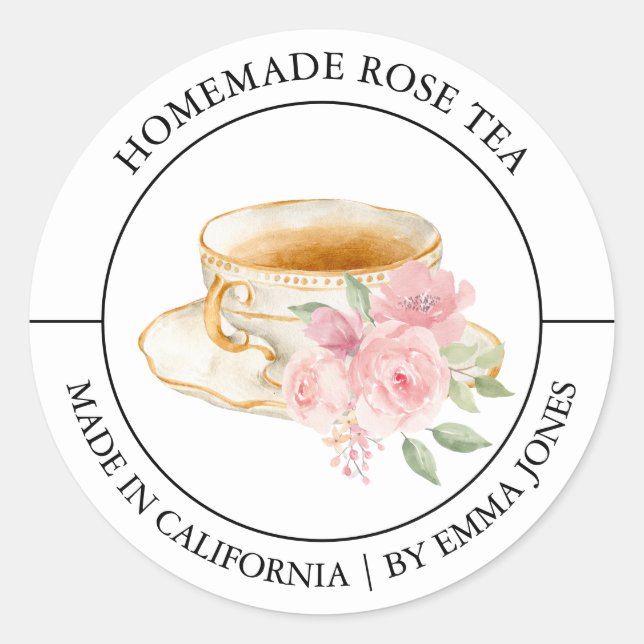 Té Rosa Etiqueta moderna (Anverso)
