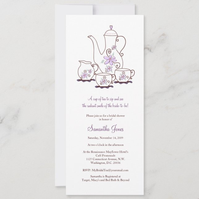Té Set de Bridal Shower Invitaciones (Anverso)